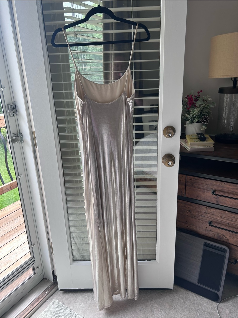 Reformation Liquid Light Gold Maxi Dress with Straps. Size M - Picture 3 of 5